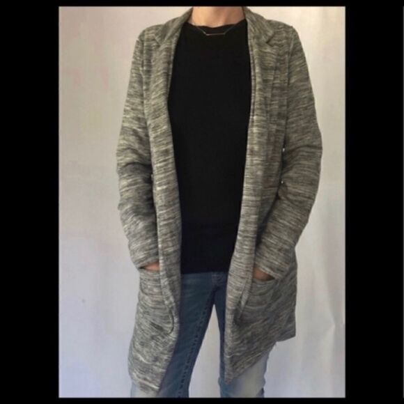 ANTHROPOLOGIE TERRY LONG HEATHERED GRAY CARDIGAN - Picture 2 of 5